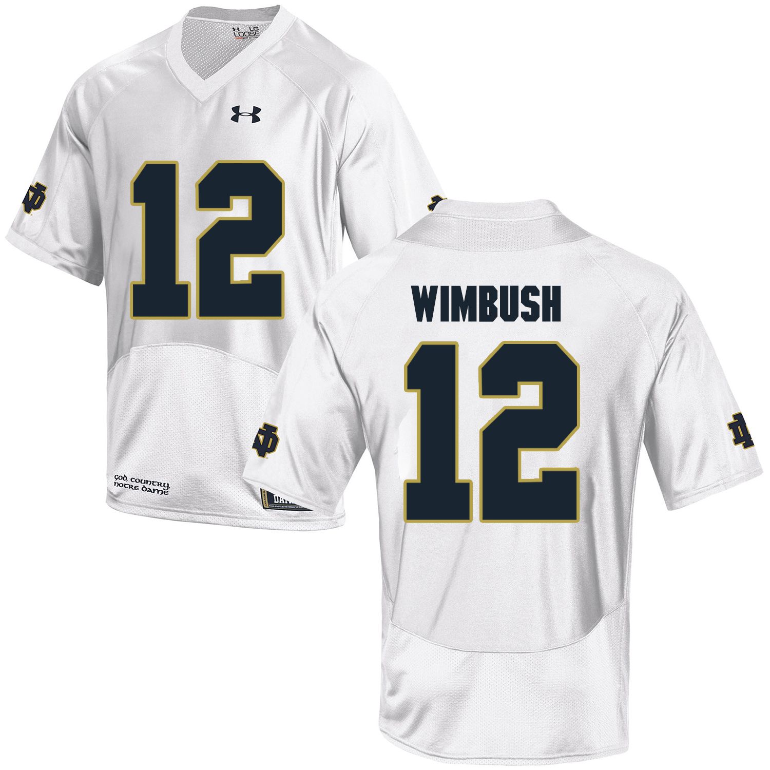 Men Norte Dame Fighting Irish #12 Wimbush White Customized NCAA Jerseys